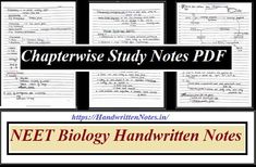 the net biology handwritten notes are shown in black and white, with red writing on them