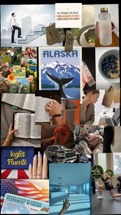 collage of photos with people and books