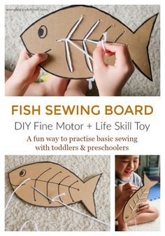 fish sewing board with instructions to make it for kids and toddlers using the same materials