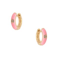 Yellow Gold Over Silver CZ Light Pink Enamel Huggie Pierced Earrings Yellow Gold Over Silver 0.45" Diameter 0.11" Thick Cheap Pink Huggie Earrings, Pink Huggie Pierced Jewelry, Pink Enamel Hoop Jewelry, Pink Nickel-free Huggie Jewelry, Pink Round Huggie Earrings, Pink Hypoallergenic Huggie Earrings, Small Hoop Pink Pierced Earrings, Pink Small Hoop Pierced Earrings, Pink Round Pierced Hoop Earrings