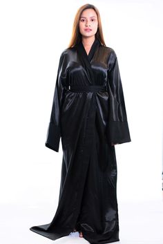 ULTIMATE ROBE EXPERIENCE: Savor the softness and elegance of this luxuriously hand-finished black 100% silk robe that feels like a continuous expansion of happiness. HIGH FASHION'S #1 NATURAL FABRIC: You're investing in your body with organic, comfy, breathable silk that's treats your skin so gently. UNBEATABLE VERSATILITY: Enjoy it as a kimono wrap dress, duster, cardigan, dressing gown, lingerie robe, beach cover-up Designed to flatter your curves. Comfy chic. FIT: Slightly loose for a relaxed Black Silk Nightgown, Long Silk Nightgown, Black Silk Robe, Satin Dressing Gown, Silk Robe Long, Maternity Wrap Dress, Kimono Wrap Dress, Kimono Dressing Gown, Silk Nightgown