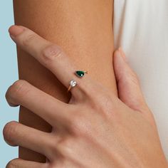 Gemstone Toi et Moi Ring – The Clear Cut December Gemstone, Ring Styling, Diamond Shaped Engagement Ring, Stone Ring Design, Green Gemstone Ring, Natural Emerald Rings, Round Engagement, Round Engagement Ring, Silver Ring Designs