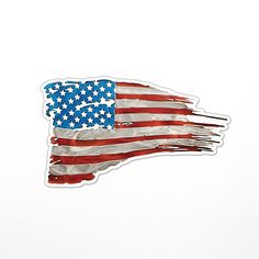 an american flag sticker on a white background