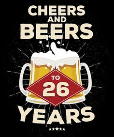 cheers and beers to 35 years poster with two mugs of beer on black background