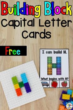 the building block capital letter cards with free printables