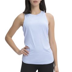 Light Blue Back Bowknot Breathable Sports Tank Light Blue Sleeveless Casual Activewear, Blue Moisture-wicking Athletic Activewear, Casual Light Blue Sleeveless Activewear, Casual Blue Tops For Light Exercise, Blue Casual Activewear For Workout, Blue Moisture-wicking Activewear For Light Sports, Moisture-wicking Blue Activewear For Light Sports, Casual Blue Activewear For Sports, Light Blue Casual Tops For Light Exercise