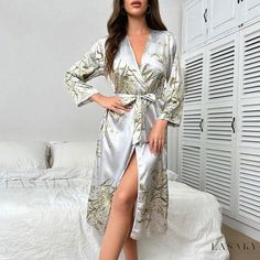 Lasaky - Cotton Hotel Bathrobe with Breathable Fabric and Stylish Cherry Blossom Print Long Sleeves Silk Bathrobe, Leopard Kimono, Silk Pajamas Women, Silk Nightgown, Kimono Wrap, Silk Pajamas, Loungewear Sets, Pajama Set Women, Pyjama Set