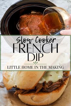 slow cooker french dip recipe in the making