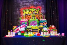 an image of a birthday party with cake and decorations