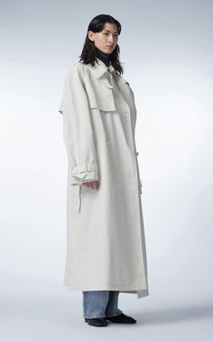 Fabric:?100%?Polyester White Trench Coat Outfit, Long White Coat, Off White Coat, White Trench Coat, Long Trench, Long Trench Coat, Trench Coat Black, White Coat, Green Coat