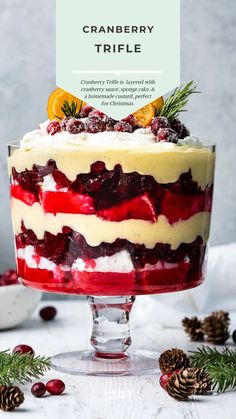 Cranberry Trifle Cranberry Trifle, Holiday Trifle, Dessert Trifle, Christmas Trifle Recipes, Holiday Desserts Thanksgiving, Trifle Bowl Recipes, Whipped Mascarpone, Trifle Dessert Recipes, Christmas Trifle