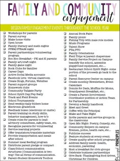 the family and community engagement checklist