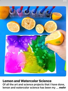 someone is painting with lemons and watercolor