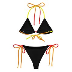 Get ready to hit the beach in style in this allover print strappy bikini set. Made from a soft and stretchy polyester material, this bikini is comfortable and perfect for swimming. UPF 50+ protection ensures you're safe from the sun's harmful rays. The bikini top comes with removable padding for added comfort and the straps can be styled in a variety of ways. The bikini set is available in sizes up to 6XL and comes in a variety of color design options for the swimsuit liner. The double layer des Beach Model, Pride Day, Summer Swim Suits, Summer Bikinis, Layers Design, Upf 50, Stretchy Material, Summer Beach, String Bikinis