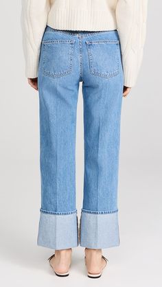 Veronica Beard Jean Dylan High Rise Straight Leg Jeans | Shopbop Workwear Cropped Jeans With Straight Hem, Straight Hem Cropped Jeans For Work, Denim Blue Cropped Jeans With Straight Hem For Work, Spring Denim Jeans With Button Cuffs, Spring Cropped Leg Jeans With Welt Pockets, Spring Mid-rise Jeans With Button Cuffs, Denim Bottoms With Button Cuffs Straight Leg, Spring Jeans With Welt Pockets And Straight Hem, Straight Hem Jeans With Welt Pockets For Spring