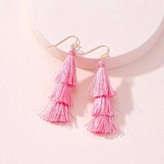 Be A Girly Girl With These Pink Western Style Earrings! Get It Fast With 1-3 Day Priority Mail Shipping. Orders Are Packed & Shipped Same Day! Sweet 16 Outfits, Pink Dangle Earrings, Pink Tassel Earrings, Prom 2023, Tassel Decor, Swift Concert, Embellished Fashion, Merch Ideas, Tassels Decor