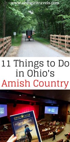 a person holding up a book with the title 11 things to do in ohio's amish country