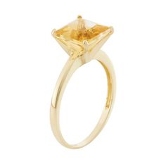 Add stunning sparkle to your ensemble with this 10k gold citrine ring.RING DETAILSWidth: 8 mmMetal: 10k goldSTONE DETAILSStone type: genuine citrineCut: princessSetting: prong Size: 5. Color: Orange. Gender: female. Age Group: adult. Formal Citrine Solitaire Birthstone Ring, Classic Yellow Citrine Birthstone Ring, Classic Gold Topaz Birthstone Ring, Formal Solitaire Topaz Ring, Classic Citrine Birthstone Ring In Yellow Gold, Classic Yellow Gold Citrine Birthstone Ring, Classic Topaz Rings With Diamond Cut, Classic Yellow Solitaire Topaz Ring, Classic Yellow Topaz Promise Ring