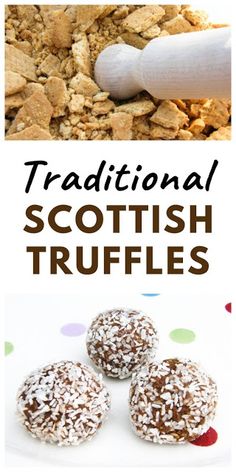 the cover of traditional scottish truffles is shown in three different pictures, including one with