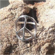 Silver peace sign rings are made by Old Hippie Dave in Safety Harbor, Florida. Each one is hand fabricated out of 925 sterling silver and hand polished. Custom made to your size with 14 gage band. Because this ring is handmade no 2 rings are ever exactly the same. Safety Harbor Florida, Peace Sign Ring, Peace Sign Jewelry, Funky Rings, Hippie Rings, Jewelry Chest, Dope Jewelry, Stacked Jewelry, Funky Jewelry