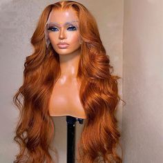 Product Features: Special Copper Brown Color Large Parting Space Option Soft Lace & Pre-Plucked Hairline Comfortable Fit & Breathable Cap Versatility Hairstyles & Moments Lace Front Wigs Ginger, Dyed Hair Multicolor, Human Hair Wig Styles, Wig Color Ideas Black Women, Ginger Body Wave, Chestnut Hair Color, Ginger Hair Color, Colored Wigs, Brown Wig