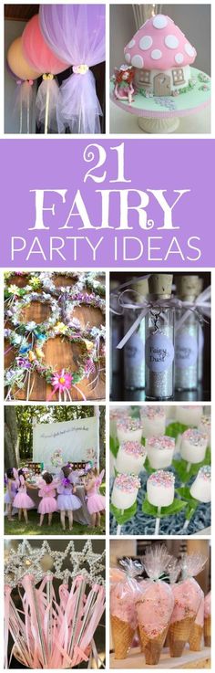 21 Fabulous Fairy Party Ideas | Pretty My Party Woodland Unicorn Party, Fairy Party Treats, Fairy Birthday Backdrop, Fairy Crafts For Adults, Fairy Centerpieces, Fairy Party Ideas, Fairy Princess Party, Fairy Ideas, Fairy Garden Birthday Party