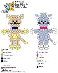 two teddy bears made out of different colors and sizes, each with their own name