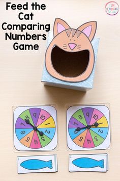 the cat comparing numbers game with matching cards