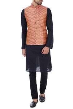 Shop for Vavci Pink Brocade Floral Textured Nehru Jacket for Men Online at Aza Fashions Nehru Jacket For Men, Pink Brocade, Nehru Jacket, Nehru Jackets, Embroidered Neckline, Jacket For Men, Indian Design, Jackets Online, Pink Fabric