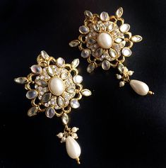 These are handmade PEARL Kashmiri Earrings Inspired by the Kashmiri culture from Northern India The drop design is inspired by their embroidery.And the Pearl flower was worn by the Native women of Kashmir.These are a modern version of their native style. These are Post earrings and are extremely lightweight. They are about 2.5 inches long Thank you for your support Go back to Storefront Taneesijewelry.etsy.com View my Entire STERLING SILVER EARRINGS Collection at https://www.etsy.com/shop/tanees Kashmiri Earrings, Kashmiri Wedding, Kashmiri Culture, Wedding Jewellery Indian, Pearl Earrings Designs, Native Women, Bridal Jewels, Jewellery Indian, Pearl Earrings Wedding