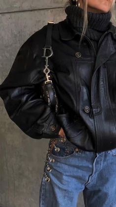 Nyc Winter Outfits Leather Jacket, High Waisted Fitted Jeans Outfit, Short Dress Tall Boots Formal, College Sweatshirt Aesthetic, Vouge Aesthetic Outfit, Jumper Jacket Outfit, Fall 2023 Jacket Trends, Races Outfits For Women, Unisex Outfits Aesthetic