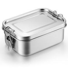 an empty metal container on a white background