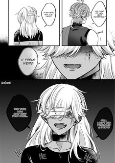 the comic page shows two people with blonde hair and glasses, one is looking at another