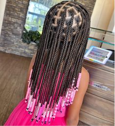 Stylish child's look with the trendy Threaded Cornrows With Beads – a perfect fusion of style and comfort in 2024 Children Hair Styles Braids With Beads, Kid Knotless Braids With Beads, Knotless Braids With Beads Kids, Little Mixed Girl Hairstyles Braids With Beads, Hair Styles For Long Hair Kids, Kids Box Braids With Beads, Girls Braids With Beads, Kids Knotless Box Braids With Beads, Braids With Beads For Girls Kids