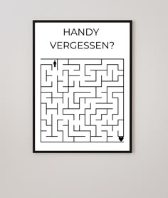 a black and white poster with the words handy vergessen? on it