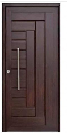 the front door is made from wood and has a metal handle on it's side