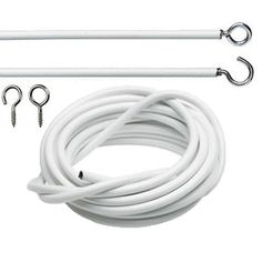 a white extension cord with two hooks on each end and one hook attached to it