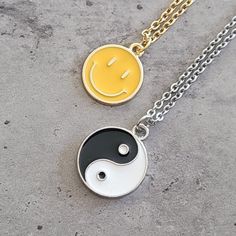 Cute Smiley Face or Yin and Yang chain necklace 2 designs, each attached to a matching beautiful Link chain. **for custom order, please feel free to contact me by sending a private message. Each of my items is one of a kind and unique.  All the items are made according to what I find special and pretty, but you are more than welcome to ask for any changes that come on your mind. I promise I'll do my best to make it happen.  You will not find another person anywhere in the world wearing the exact Cute Smiley Face, Yin And Yang, Cameo Necklace, Make It Happen, Smiley Face, Yin Yang, I Promise, Link Chain, Smiley