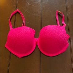 Nwt - Look Luscious In This Hot Pink Vs Push Up Bra Hot Pink Bra, Pink Vs, Pink Victoria Secret, Bras And Panties, Bra Styles, Push Up Bra, Vs Pink, Victoria's Secret Pink, Victoria Secret