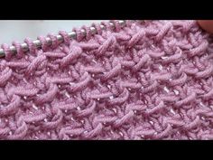 the crochet stitch is being worked on