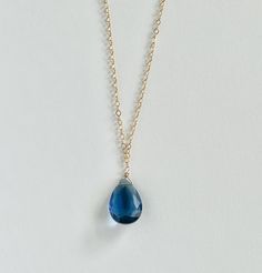 Blue Sapphire Tear Drop 14k Gold Filled Chain Blue Topaz Also Available  Available Sizes 16" 17" & 18" Blue Faceted Drop Necklaces, Blue Faceted Drop Necklace, Blue Faceted Briolette Necklace, Blue Briolette Faceted Necklace, Blue 14k Gold Drop Jewelry, Blue Teardrop Necklace With Delicate Chain, Dainty Blue Faceted Necklace, Dainty Blue Drop Jewelry, Everyday Blue Necklace With Delicate Chain