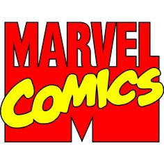 the logo for marvel comics is shown in red and yellow letters that spell out the word,