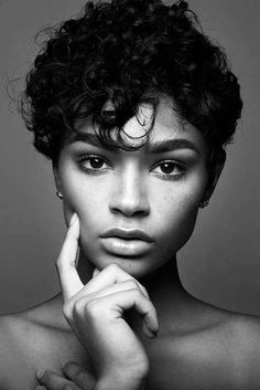 Aiyana Lewis, Short Curly Pixie, Twa Hairstyles, Curly Pixie, Stylish Haircuts, Short Pixie Haircuts, Face Reference, Natural Beauty Tips, Short Curly Hair