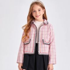 Jacket Is Completed Lined & Features Snap Buttons. Pockets Are Nonfunctional. Perfect For A Cool Day. Never Worn. Preppy Spring Outerwear For School, Preppy Spring School Outerwear, Shein Jackets, Wrap Front Dress, Rib Knit Cardigan, Trendy Dress Outfits, Bodycon Dress With Sleeves, Estilo Preppy, Kids Fashion Clothes