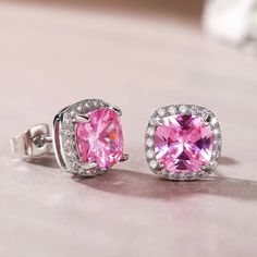 Really Pretty Lab Created Pink Sapphire (Cubic Zirconia) 925 Sterling Silver Stud Earrings. New Condition And Comes In A Gift Box. Metal Type ~ Stamped S925 Sterling Silver Gemstone Type ~ Cubic Zirconia Bundle & Save: Bundle 2 Or More Items For A Private Discount Next Day Shipping On All Orders 5 Star Rated Poshmark Ambassador Pink Cubic Zirconia Jewelry With Halo Design, Classic Pink Cubic Zirconia Jewelry, Fine Jewelry Pink Earrings With Sparkling Stones, Pink Earrings With Sparkling Stones In Fine Jewelry Style, Pink Sterling Silver Earrings For Her, Pink Sterling Silver Earrings For Pierced Ears, Pink Sterling Silver Earrings Perfect For Her, Classic Pink Sterling Silver Earrings, Pink Sterling Silver Earrings As Gift For Her