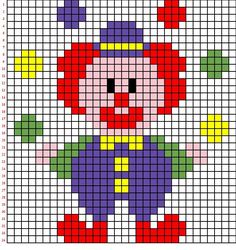 a cross stitch pattern with an image of a clown