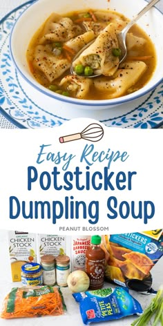 this easy recipe for pot sticker dumpping soup is the perfect way to use up leftover food