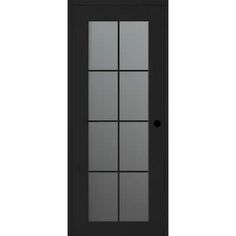 a black door with glass on the side