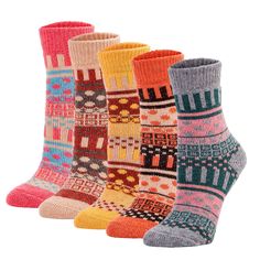 PRICES MAY VARY. Heavyweight for cold weather; Moisture management; Arch support for added fit,Please do not iron them and suggesting wash them by hand, high quality socks require the proper care! Women's socks are sized US 5 to 9. They are elasticity, Craft,jacquard weave,comfort and soft, funny christmas crew socks, perfect for christmas or daily wear. Beautiful design for the coming Christmas festival. Will be a good and sweet gift for friends and families So easy for care: Womens wool socks Womens Wool Socks, Christmas Festival, Wool Winter, Warm Socks, Vintage Winter, Wool Socks, Colorful Socks, Sock Gifts, Fashion Socks