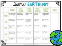 the earth day calendar for kids